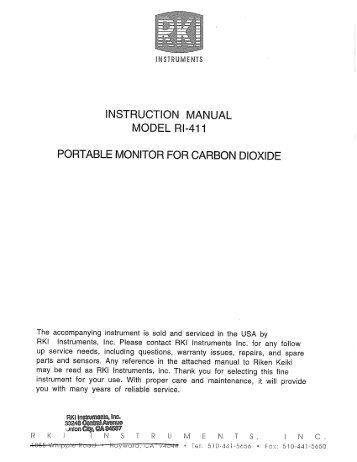 INSTRUCTION MANUAL MODEL RI-411 ... - RKI Instruments