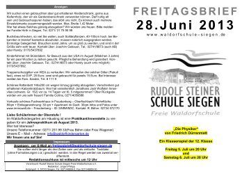 Freitagsbrief 28.06.2013 - Rudolf-Steiner-Schule Siegen Freie ...