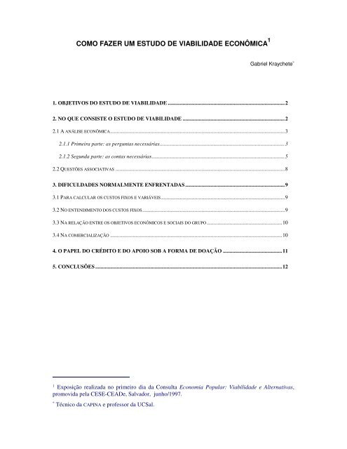 COMO FAZER UM ESTUDO DE VIABILIDADE ECONÃMICA - Capina