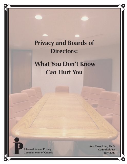 Privacy and Boards of Directors: What You Don't Know Can Hurt You