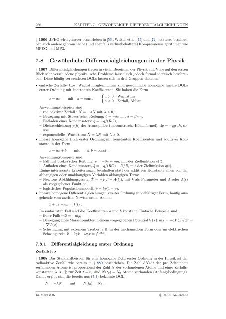 Mathematik fÃ¼r Physiker - Numerische Physik: Modellierung