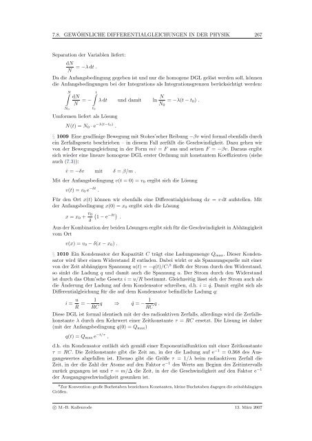 Mathematik fÃ¼r Physiker - Numerische Physik: Modellierung