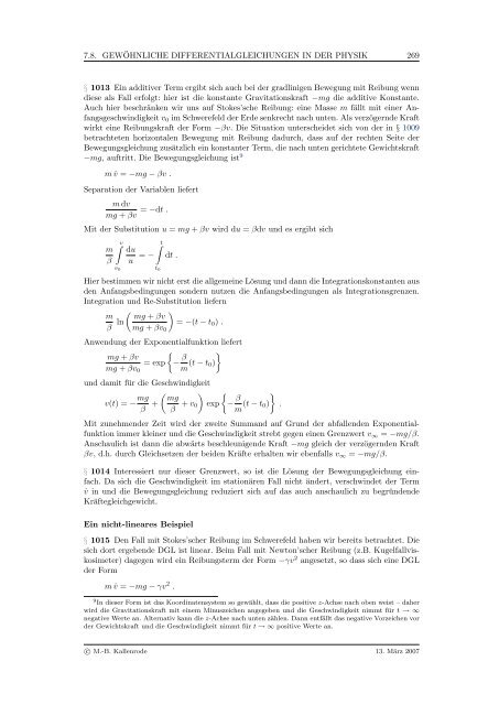 Mathematik fÃ¼r Physiker - Numerische Physik: Modellierung