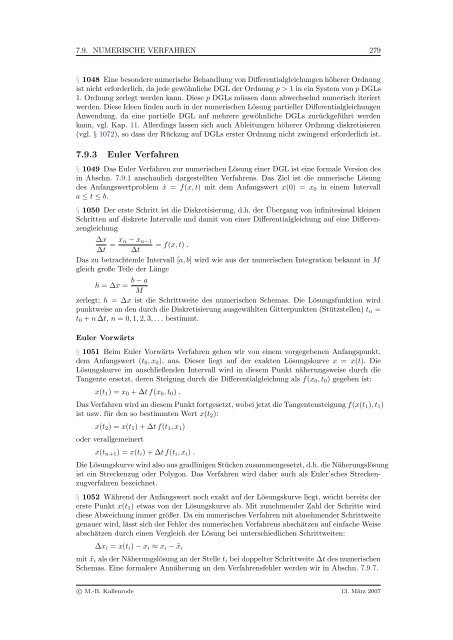 Mathematik fÃ¼r Physiker - Numerische Physik: Modellierung