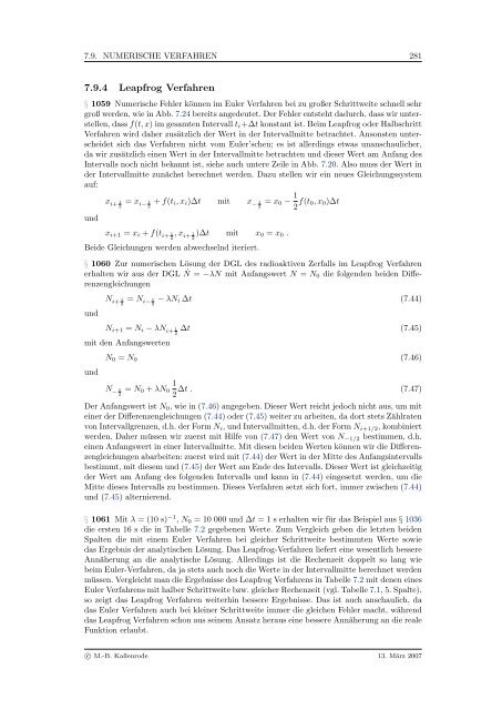 Mathematik fÃ¼r Physiker - Numerische Physik: Modellierung