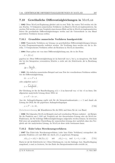 Mathematik fÃ¼r Physiker - Numerische Physik: Modellierung