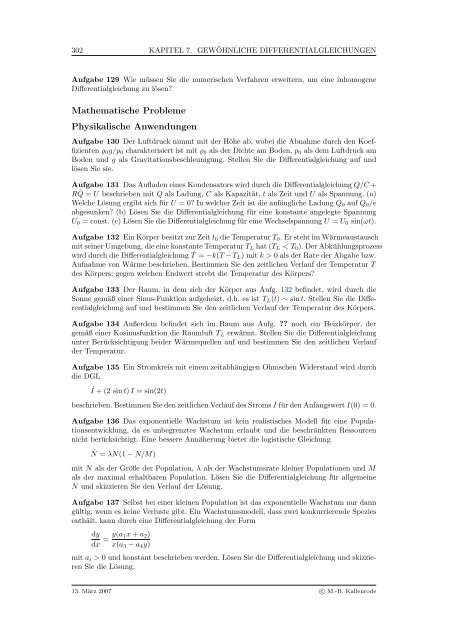 Mathematik fÃ¼r Physiker - Numerische Physik: Modellierung