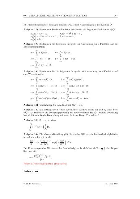 Mathematik fÃ¼r Physiker - Numerische Physik: Modellierung