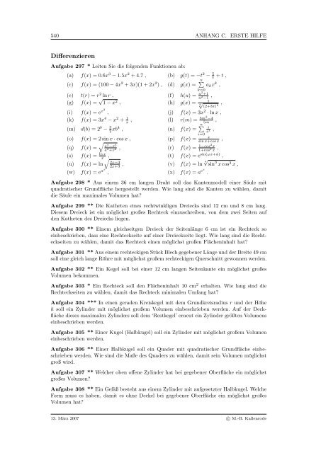 Mathematik fÃ¼r Physiker - Numerische Physik: Modellierung