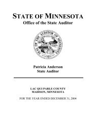 Lac qui Parle County Financial Statements and Management Letter ...