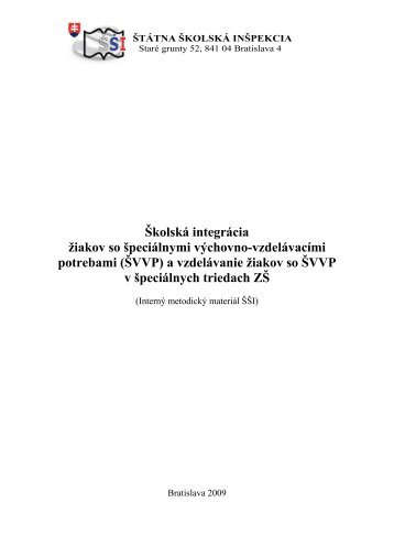 Školská integrácia žiakov so ŠVVP - Štátna školská inšpekcia