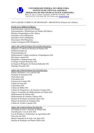 Grades Curriculares Mestrado e Doutorado 2007 - Universidade ...