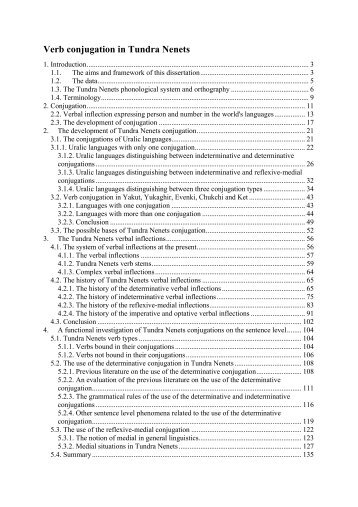 Verb conjugation in Tundra Nenets