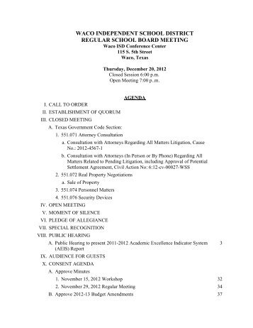 Agenda (PDF) - Waco ISD