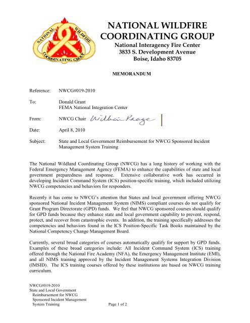 Download National Wildfire Coordinating Group