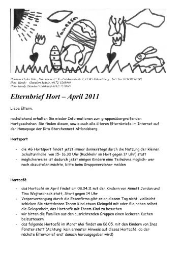 Elternbrief Hort â April 2011 - der Kita Storchennest in Altlandsberg