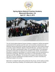 Spring Alpine National Coaches Academy Mammoth Mountain, CA ...
