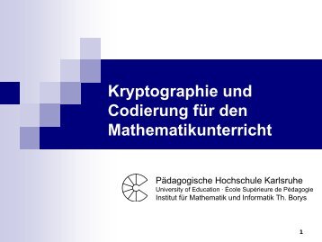 Kryptographie und Codierung fÃƒÂ¼r den Mathematikunterricht