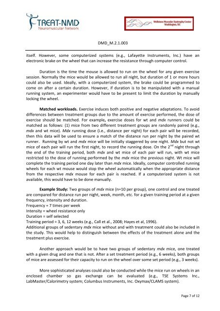 Use of treadmill and wheel exercise to assess ... - Treat-NMD