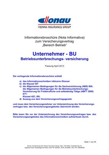 Unternehmer - BU - Donau Versicherung