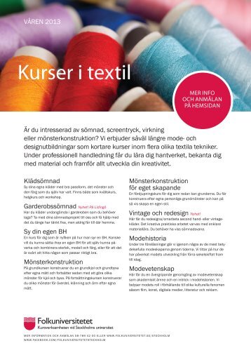 Kurser i textil (pdf) - Folkuniversitetet