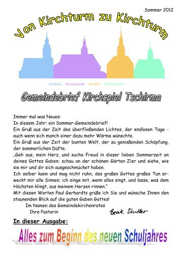 Gemeindebrief Sommer1.pub - Kirchspiel Tschirma