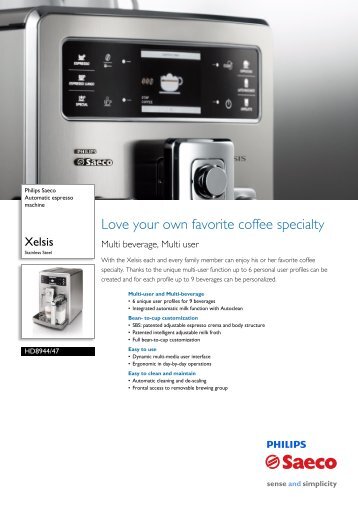 Philips Saeco Xelsis Brochure - Espressotec