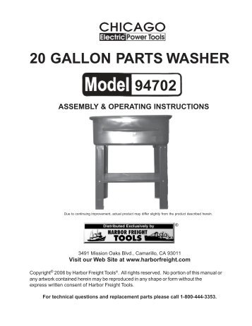 94702 Parts Washer - Harbor Freight Tools