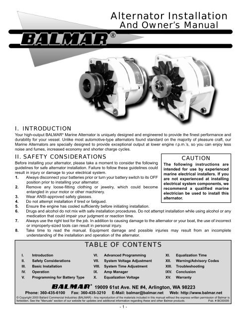 12-Volt Alternator Manual - Balmar