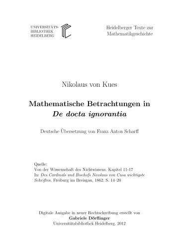 Mathematische Betrachtungen in De docta ignorantia