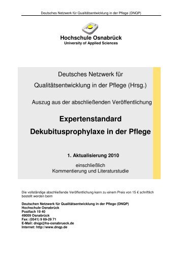 Expertenstandard Dekubitusprophylaxe in der Pflege - 1 - BVMed