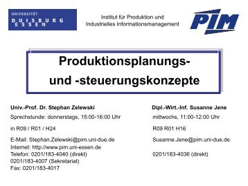 Unterlagen des Sommersemesters 2011 - Institut fÃ¼r Produktion und ...