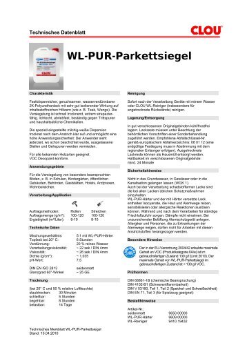 Technisches Merkblatt WL-PUR-Parkettsiegel - Clou