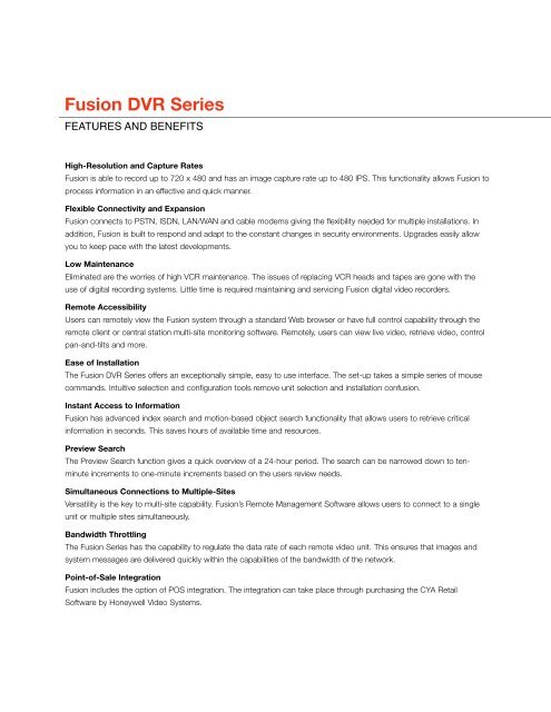 Fusion DVR Series - Engineered Control Solutions