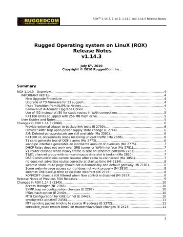 Rugged Operating system on LinuX (ROX) Release ... - RuggedCom