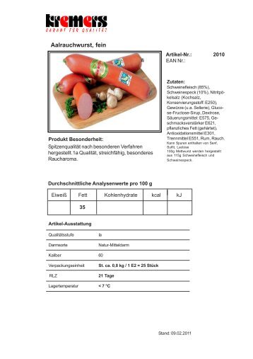 Aalrauchwurst, fein