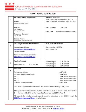 GRANT AWARD NOTIFICATION - osse