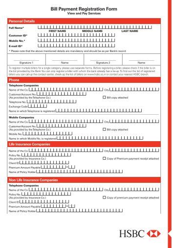 bill hsbc payment FOR OF MONEY PROVIDENT PAYMENT BILL FORM OF FUND