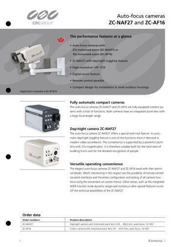 Auto-focus cameras ZC-NAF27 and ZC-AF16 - CBC CCTV