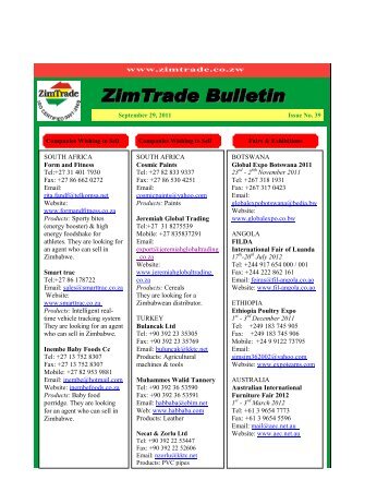 ZimTrade Bulletin September 29 2011