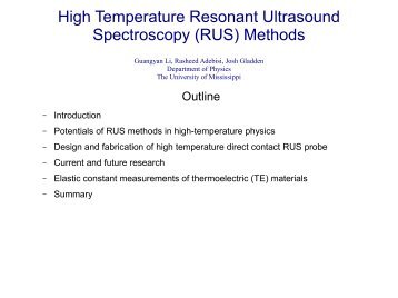 High Temperature Resonant Ultrasound Spectroscopy (RUS) Methods