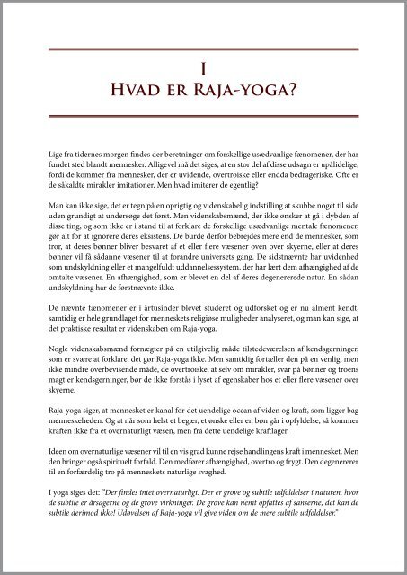 RAJA YOGA - DEN TIDLÃSE PSYKOLOGI - Guni ... - Visdomsnettet