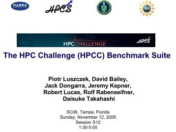 The HPC Challenge (HPCC) Benchmark Suite