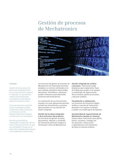 Teamcenter Overview Brochure (Spanish) - Siemens PLM Software