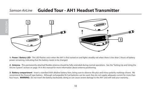 Guided Tour - AH1 Headset Transmitter - Samson