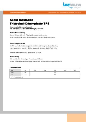 Knauf Insulation Trittschall-DÃ¤mmplatte TPS
