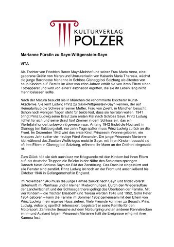 Marianne Fürstin zu Sayn-Wittgenstein-Sayn - Kulturverlag Polzer ...