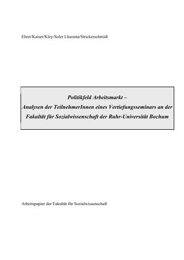 Titel als PDF - FakultÃ¤t fÃ¼r Sozialwissenschaft der Ruhr-UniversitÃ¤t ...