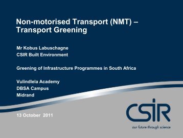 Non-motorised Transport (NMT) â Transport Greening