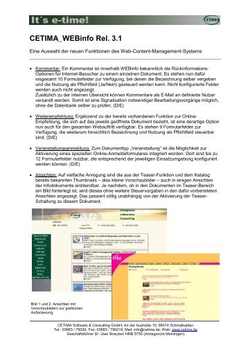 CETIMA_WEBinfo Rel. 3.1 - CETIMA Software & Consulting GmbH